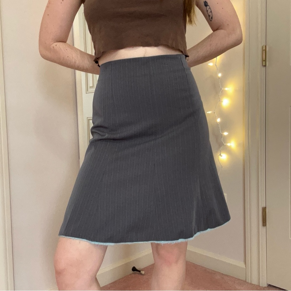 Y2K Striped Gray and Blue Skirt